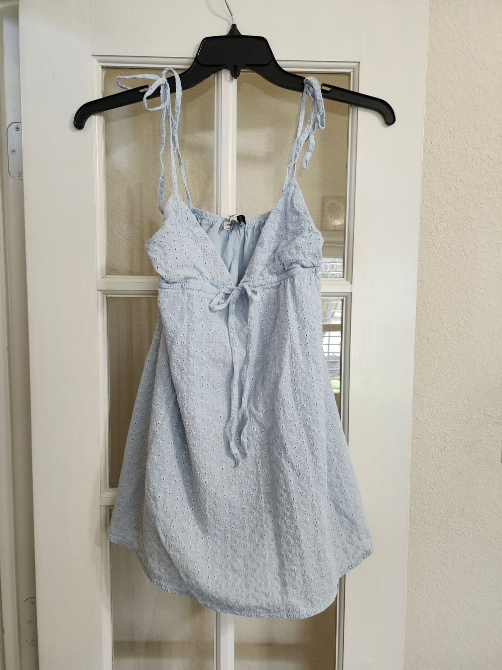 Princess Polly Blue Eyelet Babydoll Tunic Top Tie Strap Coquette US 2 READ DESC
